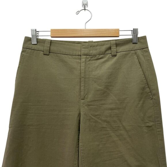 Vince Olive Green Cotton Twill Straight Leg Cropped Pants Size 6 Casual Utility - Picture 5 of 12